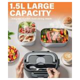 Geveniss Electric Lunch Box for Men, Women & Adults - 80W Fast Heating - Heated Lunch Box with Dual 1.5L SS Containers - Portable Food Warmer for Car, Truck, Office - Retail: $33