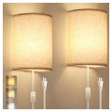 Plug in Wall Sconce, 3 Color Wall Sconces Set of Two, Industrial Lamp with Plug in Cord, Rustic Wall Sconce Fixture, On/Off Switch Vintage Wall Light Fixture for Headboard Bedroom Porch (Beige) - Reta