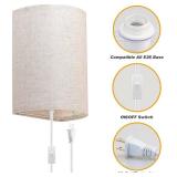 Plug in Wall Sconce, 3 Color Wall Sconces Set of Two, Industrial Lamp with Plug in Cord, Rustic Wall Sconce Fixture, On/Off Switch Vintage Wall Light Fixture for Headboard Bedroom Porch (Beige) - Reta