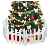 16" Extra Tall Christmas Tree Fence,10PCS Heavy Duty Wooden Baby Gate Around Christmas Tree Gate,Thickened White Picket Fence Barrier for Dogs,Cats&Kids,Tree Fence Border Decoration - Retail: $50