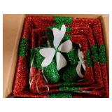 MorTime Set of 3 LED Boxes with Green Bows, Lighted Red Boxes with 60 LED Light String for Christmas Indoor Outdoor Home Yard Party Decoration - Retail: $18