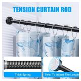 TEECK Shower Curtain Rod, 27-76 inch Adjustable Spring Tension Curtain Rod, Never Rust Anti-Slip Shower Curtain Rod for Bathroom, No Drilling, Never Collapse, Easy to Use, Black - Retail: $20