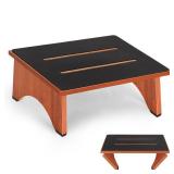 Step Stool Foldable, Wooden Step Stool with Non-Slip Rubber Stepping Platform, Folding Step Stools for Adults Seniors in Bedroom, Kitchen Bathroom, RV, Bed Steps for High Beds, No Assemble (Brown) - R