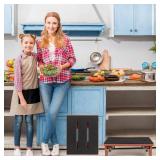 Step Stool Foldable, Wooden Step Stool with Non-Slip Rubber Stepping Platform, Folding Step Stools for Adults Seniors in Bedroom, Kitchen Bathroom, RV, Bed Steps for High Beds, No Assemble (Brown) - R