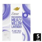 APPEARS NEW - Dove Plant Based Cleansing Bar Soap Dry Skin Macadamia Milk & Willow Lavender Sulfate Free  5 oz 1 Count