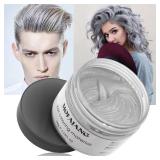 FACTORY SEALED - Silver Grey Hair Wax Pomades 4.23 oz - Natural Hair Coloring Wax Material Disposable Hair Styling Clays Ash for Cosplay, Party (Silver Grey)