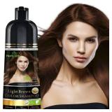 FACTORY SEALED - Herbishh 3-In-1 Magic Hair Dye Shampoo for Gray Hair - Light Brown, 500 Ml, Ammonia-Free, Long Lasting, Colors Hair in Minutes,Unisex (Expiration: 8-29-2026)