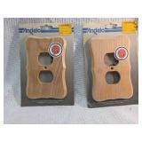 Angelo Brothers Oak Wood Double Outlet Cover Plate