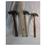 Set of 3 Wood Handle Claw Hammers