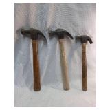 Set of 3 Wood Handle Claw Hammers