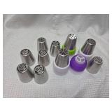 Lot of cake decorating Tips with Couplers