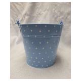 Adorable Baby Blue Polka Dot Metal Bucket