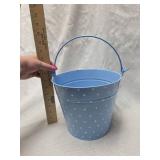 Adorable Baby Blue Polka Dot Metal Bucket