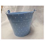 Adorable Baby Blue Polka Dot Metal Bucket