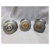 Decorative Metal Powder Boxes with Inlaid Medallions