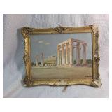 Greek Columns Watercolor in Gold Frame