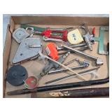 Mixed Tool Lot with Corkscrew and Measuring Devices