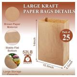 Perfect Stix 52lb Kraft Brown Paper Shopping Bags- Pack of 25ct