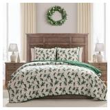 Hallmark Queen Flannel Greenery Print Quilt Set - Retail: $70