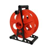 Woods Extension Cord Storage Reel - Holds Up to 150 Feet of 16/3 or 125 Feet of 14/3 Gauge Cord - Tangle-Free Design for Indoor or Outdoor Use - Side-Mounted Crank - Red & Black