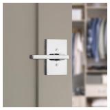Kwikset Halifax Dummy Rectangle Door Handle, Single Sided Lever for Closets, French Double Doors, and Pantry, Polished Chrom Non-Turning Reversible Interior Push/Pull Lever