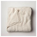 King Chunky Knit Bed Blanket Natural - Casaluna: Acrylic Sweater Knit, Machine Washable, All Ages - Retail: $80