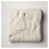 King Chunky Knit Bed Blanket Natural - Casaluna: Acrylic Sweater Knit, Machine Washable, All Ages - Retail: $80