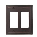 2 pk AMERELLE 84RRVB Steps Double Rocker Cast Metal Wallplate in Aged Bronze