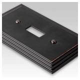 2 pk AMERELLE 84RRVB Steps Double Rocker Cast Metal Wallplate in Aged Bronze