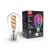 GLOBE Electric 35847 Wi-Fi Smart 7W (60W Equivalent) Spiral Filament Multicolor Changing RGB Tunable White Clear LED Light Bulb, No Hub Required, Voice Activated, 2000K - 5000K, ST19 Shape, E26 Base -