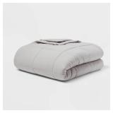 Full/Queen Quilted Down Alternative Bed Blanket Gray - Room Essentials: Woven, Reversible, Machine Washable