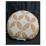 Golden Yellow and Cream Leaf Pattern Round Pillow - 16\" - Threshold designed with Studio McGee