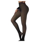 Tyusatu Fleece Lined Tights Leggings Women Black,Fleece Lined Tights Thermal Warm or Winter Skintone Sheer medium