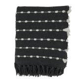 50\"x60\" Dual-Tone Striped Throw Blanket Black - Saro Lifestyle: Modern Lightweight Cotton & Acrylic, Machine Washable - Retail: $60