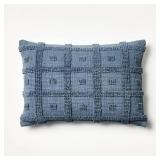 Tufted Geo Lumbar Throw Pillow Steel - Threshold designed with Studio McGee: Cotton, Indoor, Zipper Closure, Rectangular Shape