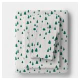Twin Christmas Holiday Flannel Sheet Set Tree Scene - Wondershop