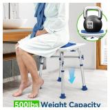 Loyoda FSA/HSA Eligible Heavy Duty Shower Stool 500lb with Reinforced Crossing Bar, Height Adjustable Padded Shower Chair for Inside Shower, Tool Free Assembly Shower Seats for Adults - Retail: $46