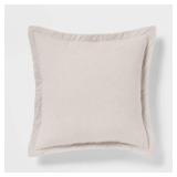 Euro Cotton Linen Blend Chambray Decorative Throw Pillow Natural - Threshold: Indoor Square Pillow, Zipper Closure, OEKO-TEX Certified - Retail: $35