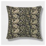 Square Double Cloth Printed Decorative Throw Pillow Navy/Green/Cream - Threshold: Cotton Fabric, Botanical Pattern, Indoor Use