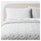 3pc Full/Queen Reversible Lightweight Matelasse Quilt and Shams Set Cottage Floral Green - Threshold - Retail: $59