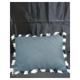 14\"x20\" Solid Texture Lumbar Throw Pillow with Stripe Fringe Navy - Threshold designed with Studio McGee