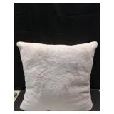 Oversized Faux Rabbit Fur Square Throw Pillow Neutral - Threshold: Cozy Decorative Cushion for Indoor Use