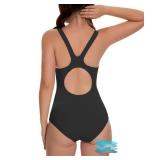 Beautikini Period Swimwear One Piece Racerback Training Bathing Suit Women Period Swimsuits for Teen Girls Ages 11-14(Black XX-Small) - Retail: $47