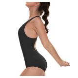 Beautikini Period Swimwear One Piece Racerback Training Bathing Suit Women Period Swimsuits for Teen Girls Ages 11-14(Black XX-Small) - Retail: $47