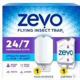 Zevo Flying Insect Indoor Light Fly Trap Starter Kit, Catches House Flies, Fruit Flies, Gnats, & More - 1 Trap + 1 Refill