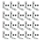 Qjaiune 20Pcs T Slot Inside Corner Connector with Screws, Sliver Aluminum Extrusion Brackets Gusset, L Bracket Connector for 2020 Series Aluminum Extrusion Profile with Slot 6mm