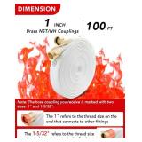 ZYfire Fire Hose - 1\" ID x 100 FT Single Jacket TPU Firefighter Hose with M Ã F NST/NH Brass Couplings 750 PSI Burst Pressure Lightweight for Use in Firefighting - Retail: $130