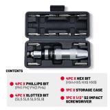 BLACK CANYON 1/2\" S2 Hand Impact Screwdriver, 12-Pieces Tip Styles Slotted, Phillips, Hex, Manual Reversible Impact Driver, Disengage Rusted Fasteners or Frozen Bolts, Ideal Hand Tool for Men, Dad