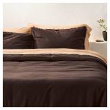 Full/Queen Heavyweight Linen Blend Comforter and Sham Set Dark Fig - Casaluna - Retail: $149