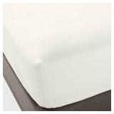Queen 400 Thread Count Performance Fitted Sheet Sour Cream - Threshold: Cotton Sateen, Machine Washable, Fits 18\" Mattress